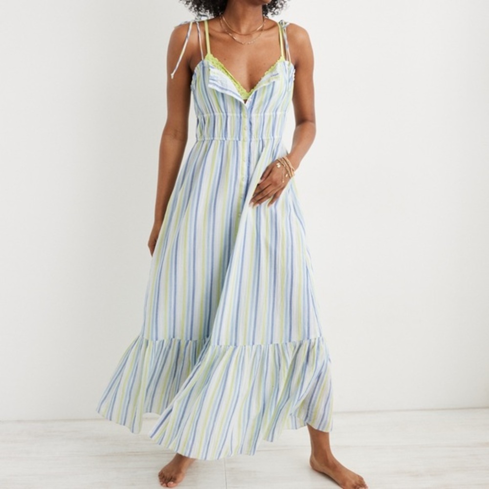 AERIE BUTTON FRONT MAXI DRESS